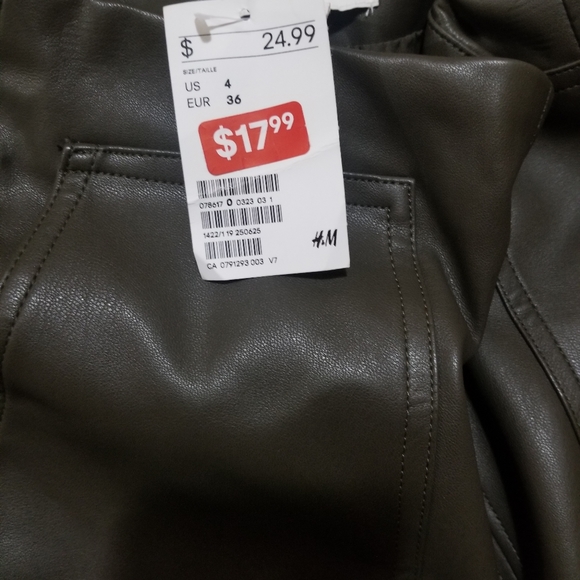 H&M faux leather skirt Dark Olive - Picture 3 of 3